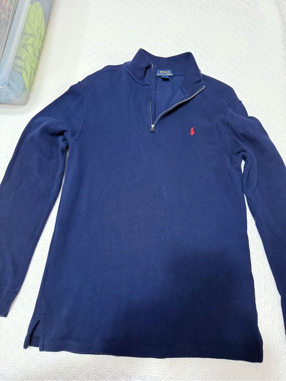Polo by Ralph Lauren youth boys Navy Zip-Up Sweater with Red Logo size 18/20 XL